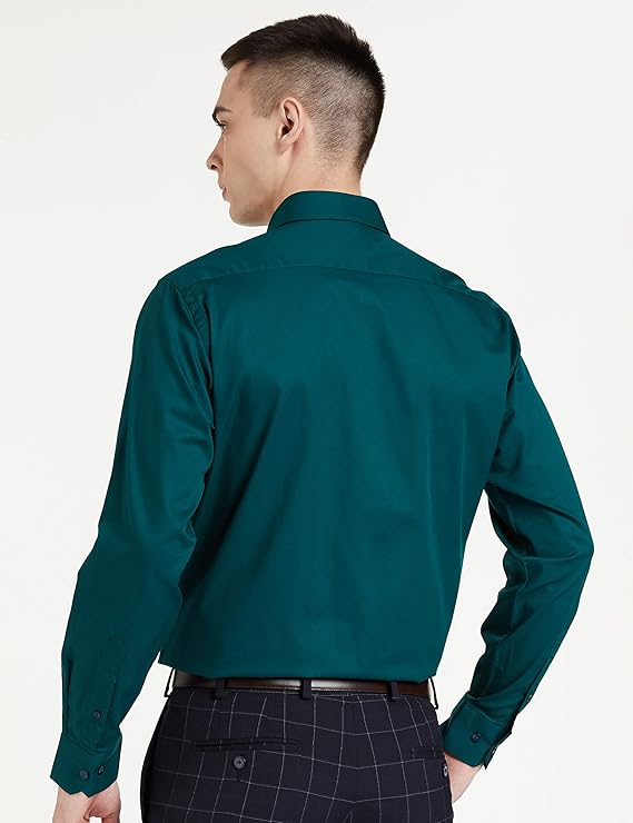 Amazon Brand - Symbol Men's Solid Cotton Formal Shirt | Plain | Full Sleeve - Regular Fit (Available in Plus Sizes)