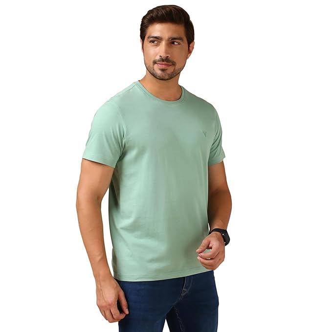 Van Heusen Men's Cotton Regular Fit Solid T-Shirt Crew Neck, Short Sleeves