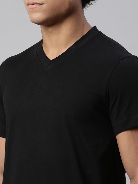 Levi's Men Premium Soft Cotton Loose 026 Solid T-Shirt - V Neck, Short Sleeves with Side Branding (Pack of 1)