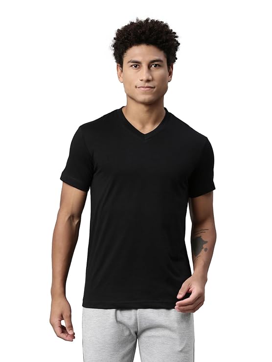 Levi's Men Premium Soft Cotton Loose 026 Solid T-Shirt - V Neck, Short Sleeves with Side Branding (Pack of 1)